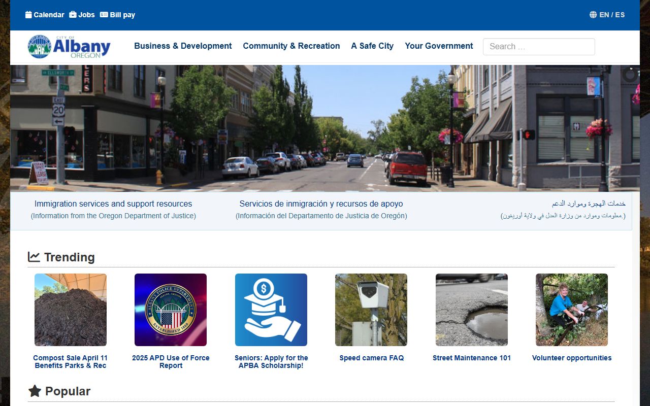 City of Albany website with local obituary and vital records resources