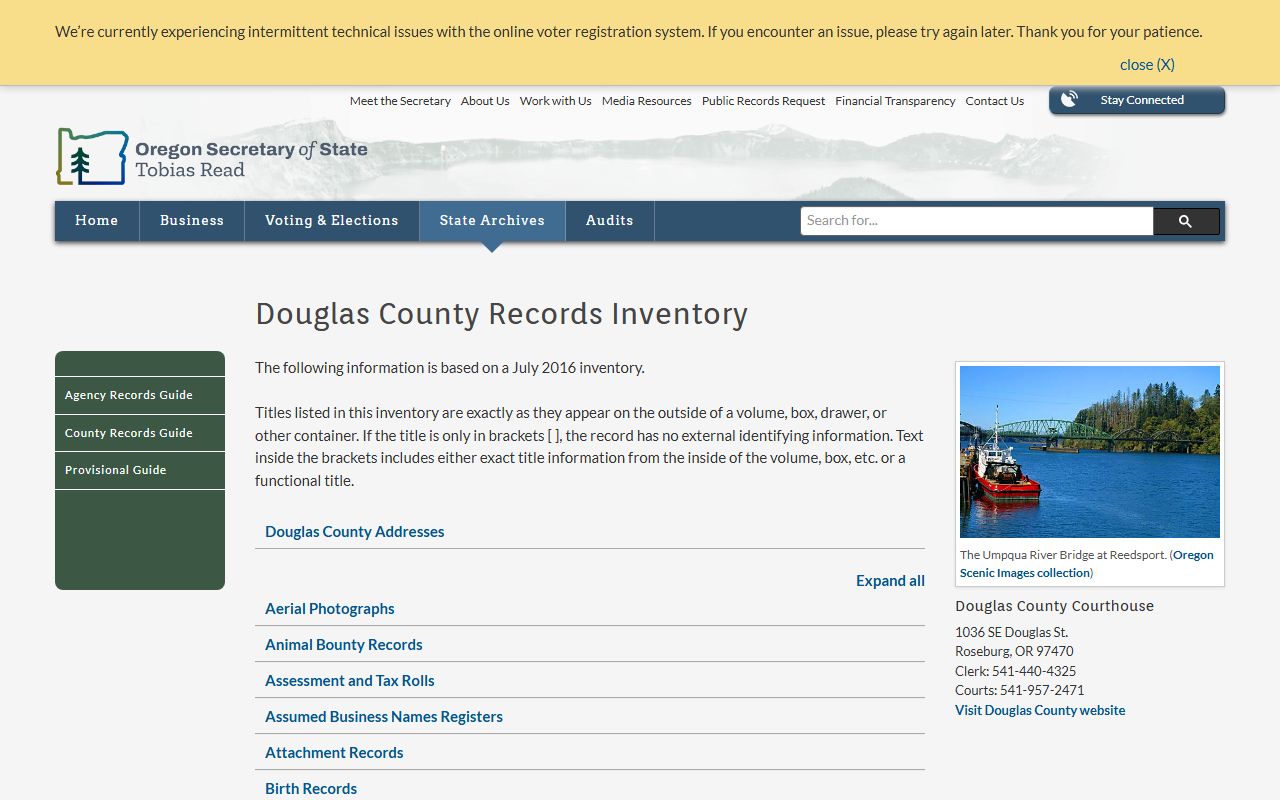 Douglas County state archives obituary vital records