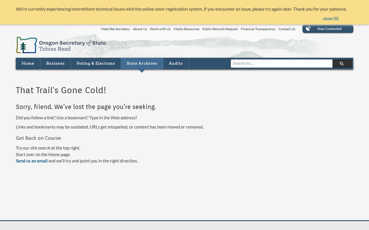 Oregon State Archives page for Jackson County obituary and historical records