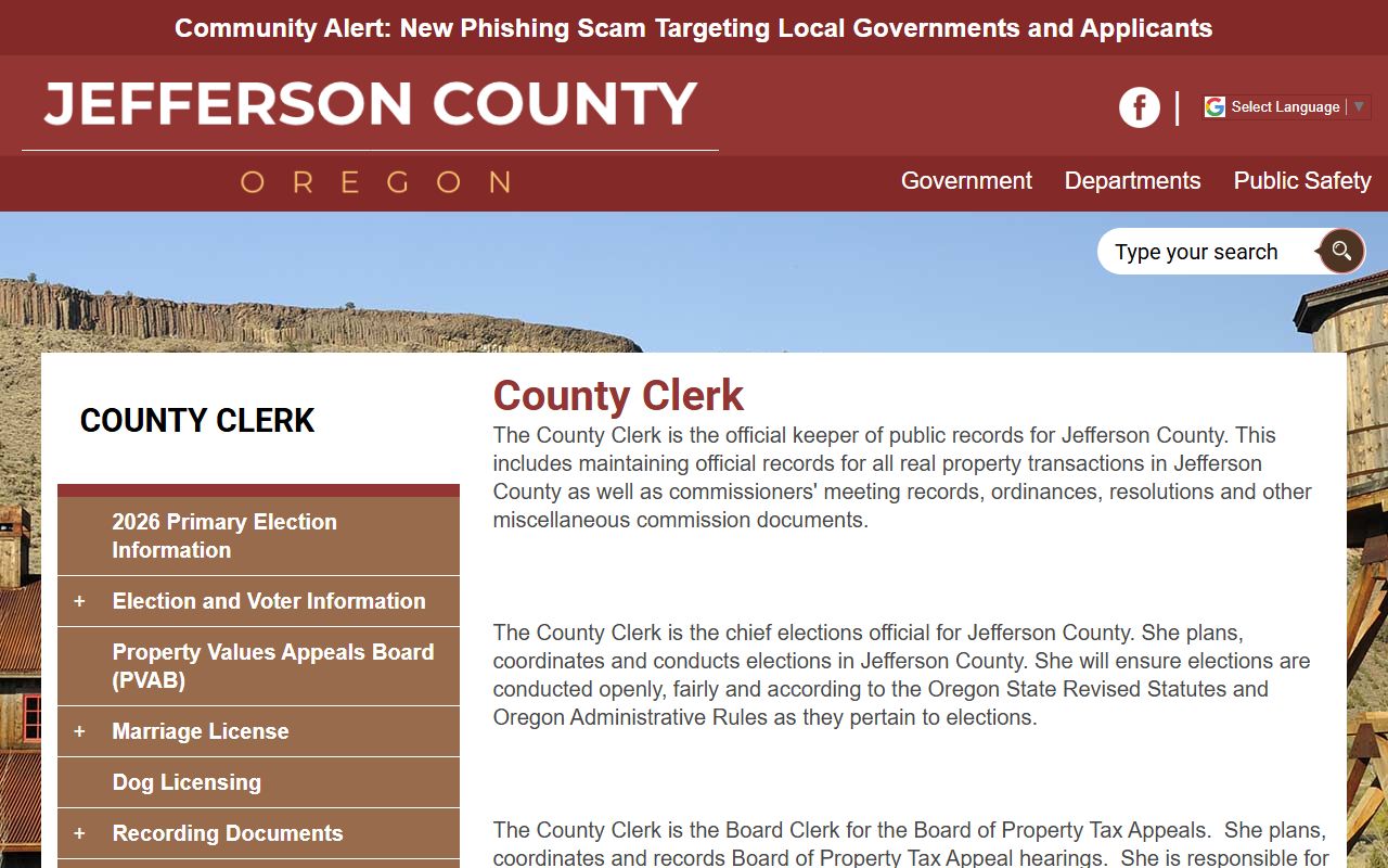 Jefferson County Clerk website for obituary and county records