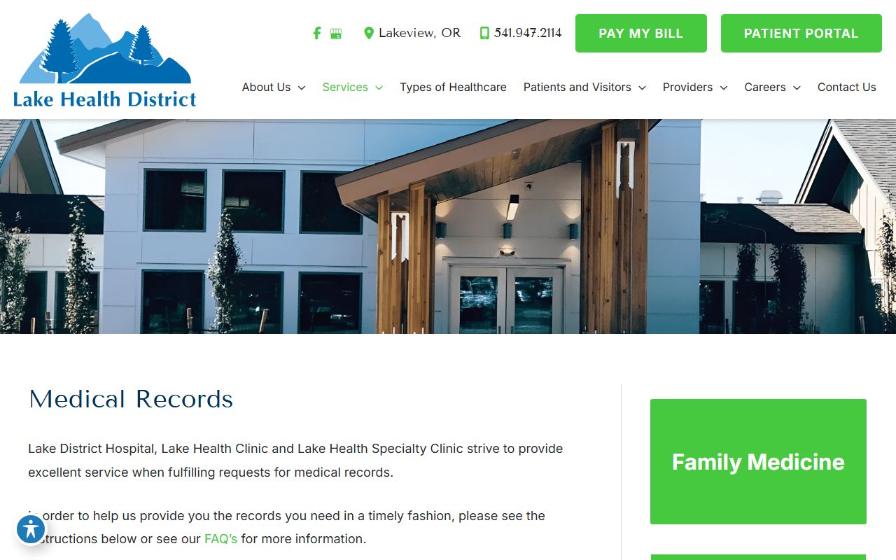 Lake County medical records page for vital records