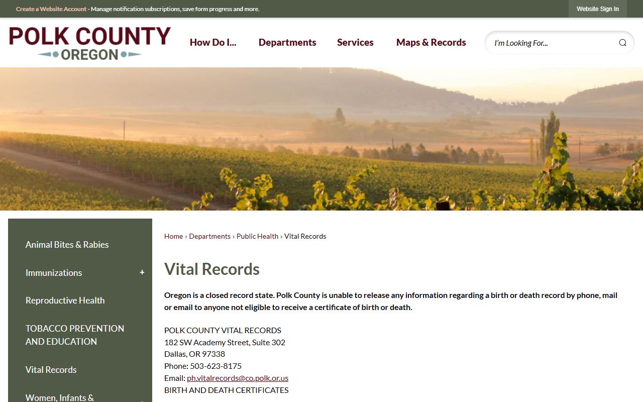 Polk County vital records office for obituary and death certificate requests